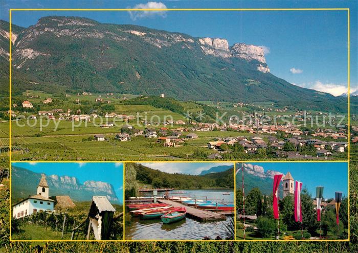 Eppan Suedtirol St. Michael mit Gangkofel Montiggler-See