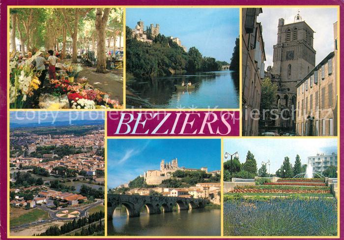 Beziers Brückenpartie Cathedrale Fliegeraufnahm