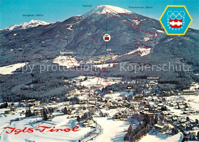 Igls Tirol Fliegeraufnahme mit Patscherkofel