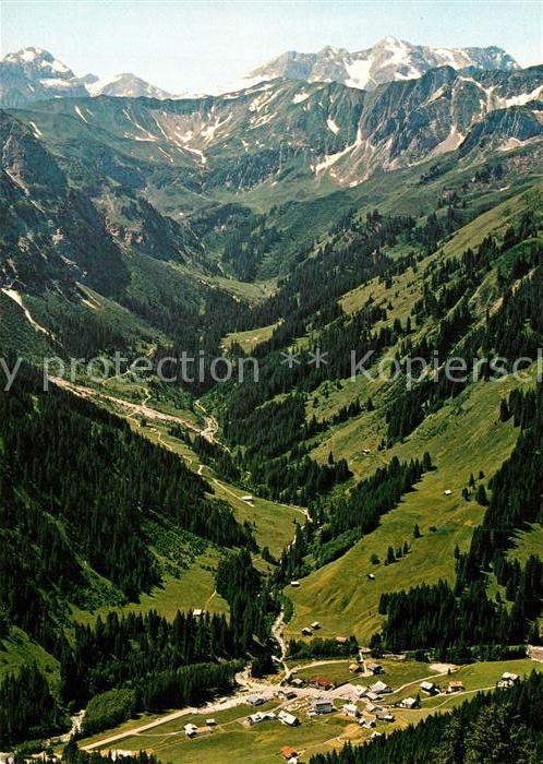 Baad Mittelberg Kleinwalsertal Fliegeraufnahme Baergunttal Hochalppass