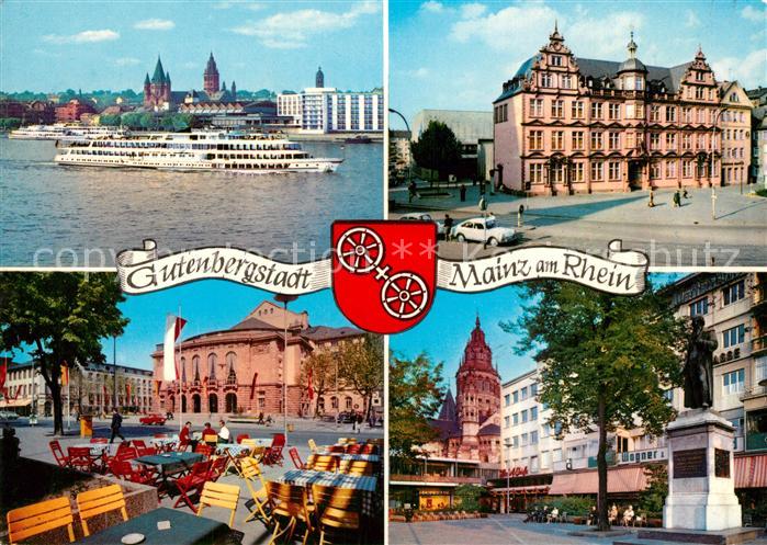 Mainz Rhein Gutenbergstadt Rheinufer mit Dom Museum Theater