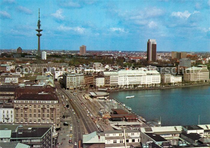 Hamburg Fliegeraufnahme Jungfernstieg mit Binnenalster