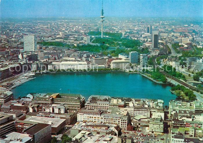 Hamburg Fliegeraufnahme Binnenalster mit Ffernsehturm