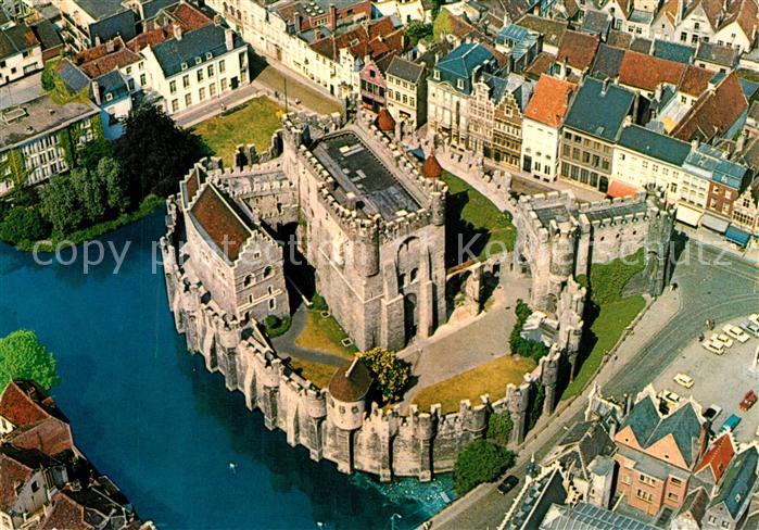 Gent Gand Flandre Fliegeraufnahme Gravensteen Chateau des Comtes