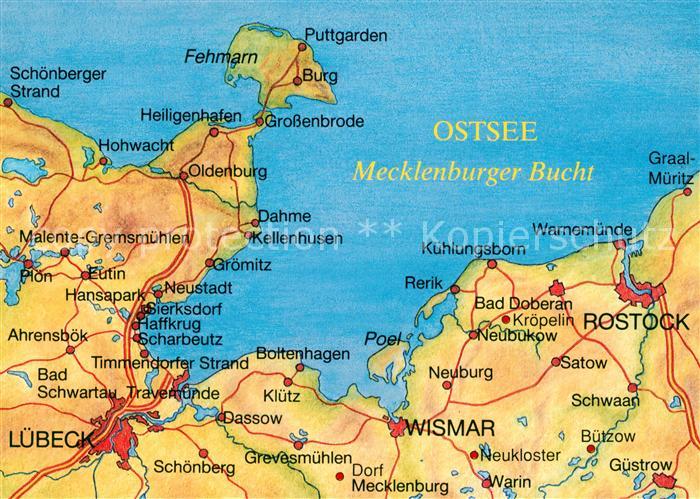Puttgarden Landkarte Ostsee Mecklenburger Bucht