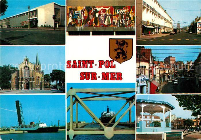 Saint-Pol-sur-Mer Centrum Roman Rolland Kirche Hebebrücke