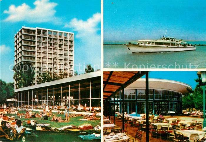 Siofok Hotel Restaurant Terrasse Liegewiese Plattensee Fahrgastschiff