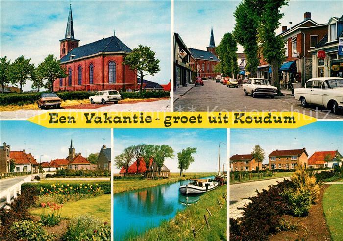Koudum Kirche Strassenpartie Kanal