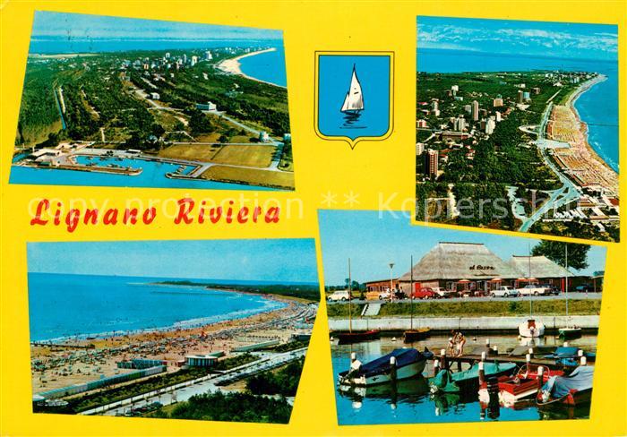 Lignano Riviera Darsena Marina Uno Spiaggia Motoscafi nel porticciolo veduta aer