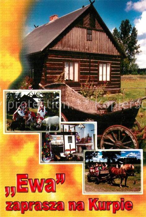 Lipniki Ewa zaprasza na Kurpie Alter Bauernhof Pferdewagen Trachten