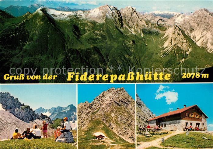 Fiderepasshuette Gebirgspanorama Bergwandern Berghuette Allgaeuer Alpen
