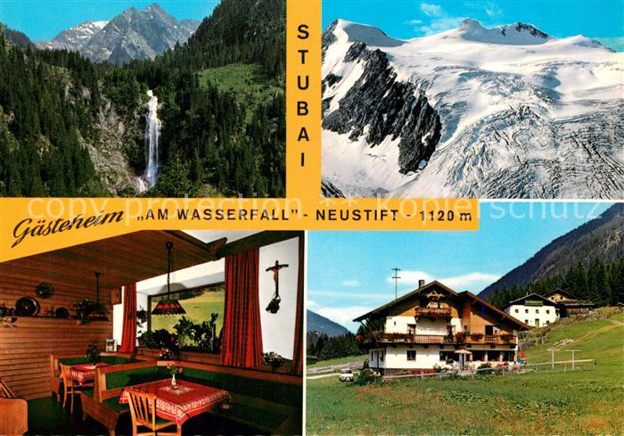 Neustift Stubaital Tirol Gaesteheim am Wasserfall Gebirgspanorama Stubaier Alpen