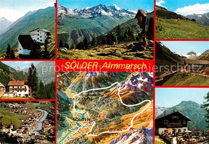 Soelden oetztal Soelder Almmarsch Berghuetten oetztaler Alpen Panoramakarte
