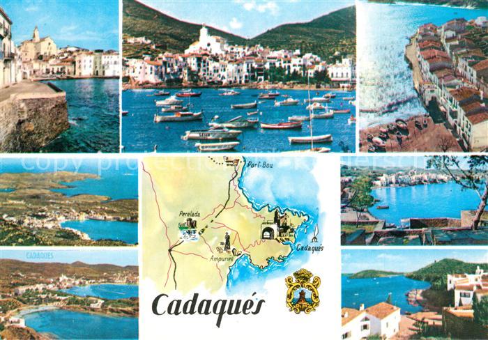 Cadaques Diversas vistas Hafen Kuestenpanorama Landkarte