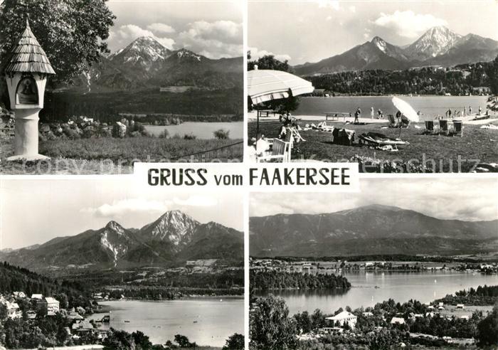 Faakersee Badestrand Landschaftspanorama Alpen Bildstock