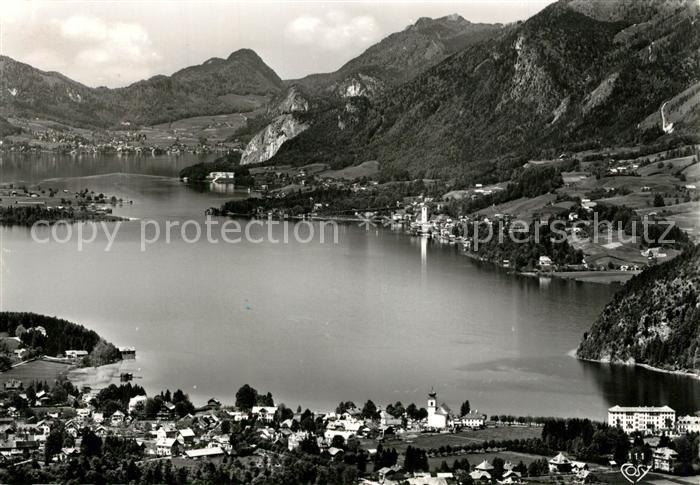 Wolfgangsee mit Strobl St Wolfgang St Gilgen Fliegeraufnahme