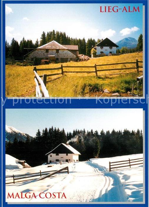 Deutschnofen Nova Ponente Lieg Alm im Sommer Malga Costa im Winter