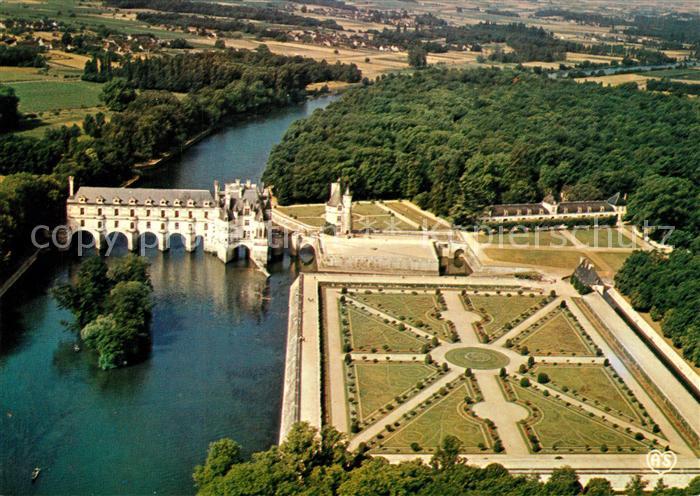 Chenonceaux Indre et Loire Chateau et ses jardins vue aérienne