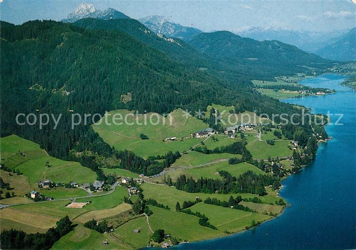 Weissensee Kaernten Blick ueber Naggl gegen Westen Alpenpanorama Fliegeraufnahme
