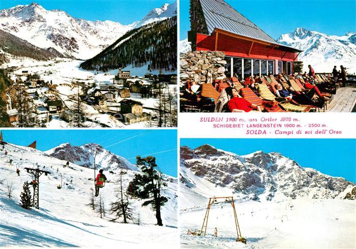 Sulden Solda Schigebiet Langenstein Bergrestaurant Terrasse Campi di sci dell Or