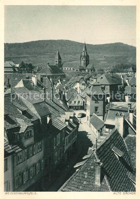Weissenburg Elsass Alte Daecher Stadtbild mit Kirche