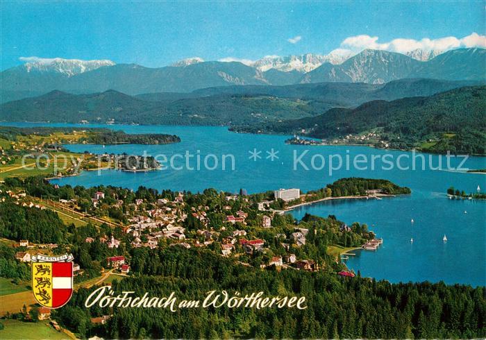 Poertschach Woerthersee mit Karawanken Fliegeraufnahme