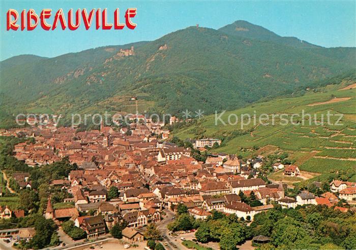 Ribeauville Haut Rhin Elsass Vue aérienne avec les trois chateaux et
