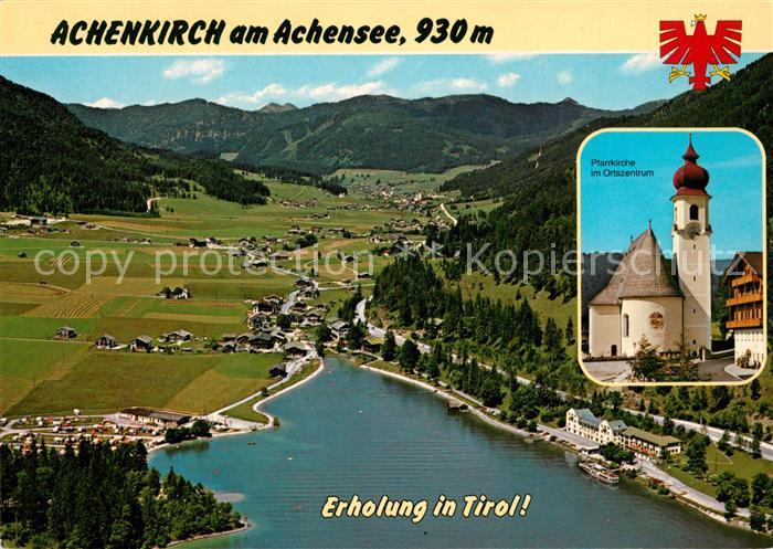 Achenkirch Nordufer Campingplatz Bayerische Berge Fliegeraufnahme Pfarrkirche Or