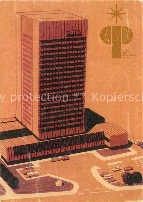 Praha Prahy Prague Interhotel Panorama Illustration