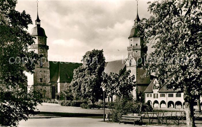 Freudenstadt Evangelische Stadtkirche mit Anlagen Kurort im Schwarzwald