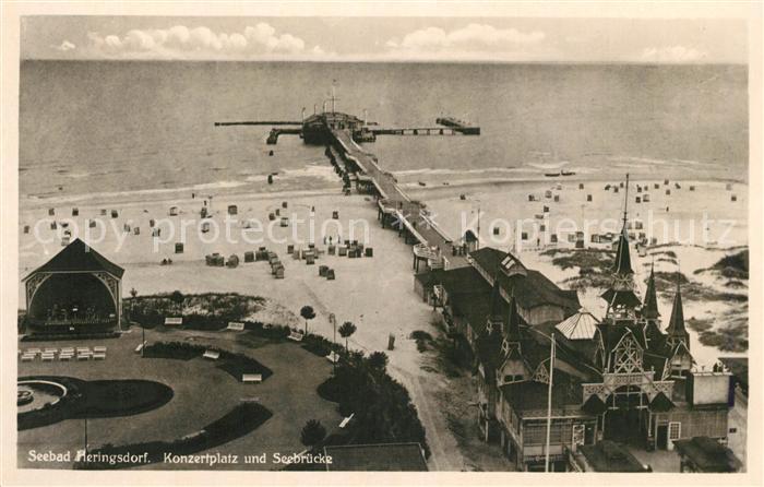 Heringsdorf Ostseebad Usedom Konzertplatz und Seebruecke Fliegeraufnahme