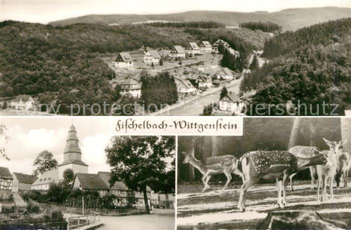 Fischelbach Landschaftspanorama Ortsmotiv mit Kirche Rehe