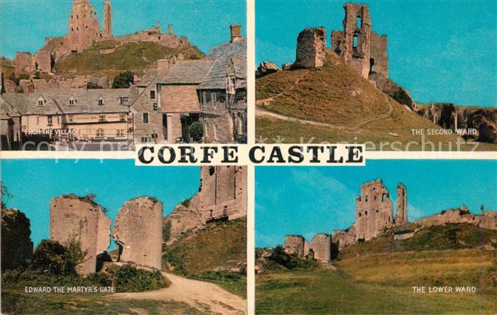 Corfe Dorset Corfe Castle Ruines Edward the Martyrs Gate part of the village