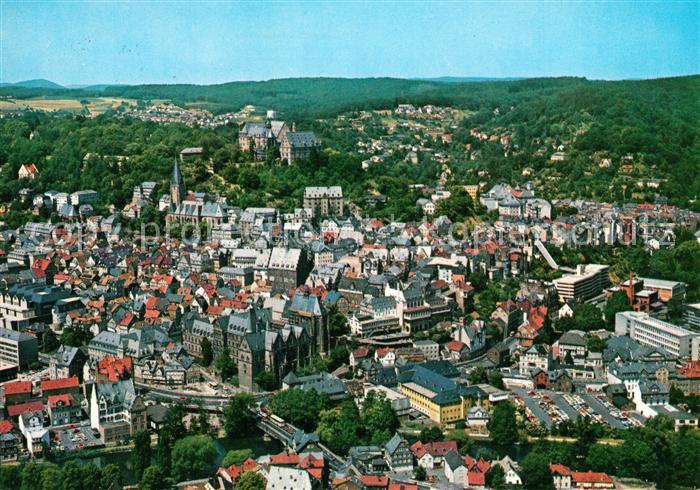 Marburg Lahn Altstadt und Schloss Fliegeraufnahme