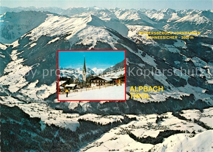 Alpbach Ortsmotiv mit Kirche Alpbacher Bergbahn zum Wiedersberger Horn Kitzbuehe