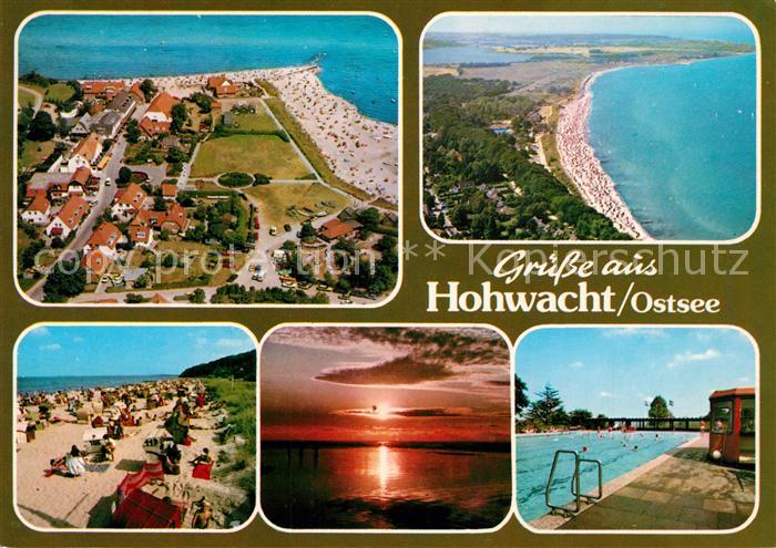 Hohwacht Ostseebad Strand Freibad Sonnenuntergang am Meer Fliegeraufnahmen