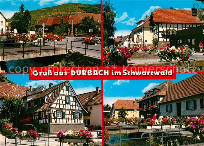 Durbach Teilansichten Fachwerkhaeuser Bruecke Blumenschmuck