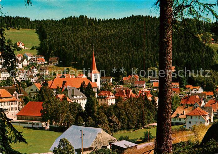 Schonach Schwarzwald Ortsansicht mit Kirche Blick vom Hoefleberg