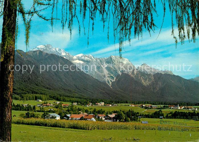 Obsteig Tirol Panorama Mieminger Plateau gegen Griesspitze Hochplattig Hochwand