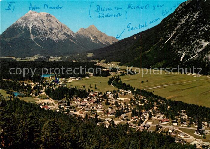 Leutasch Weidach mit Forellensee gegen Hohe Munde Mieminger Kette