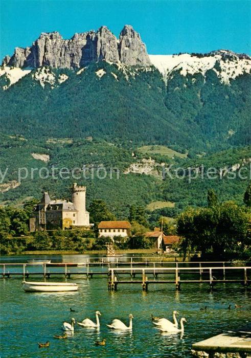 Duingt Lac d Annecy Chateau et les Dents de Lanfon