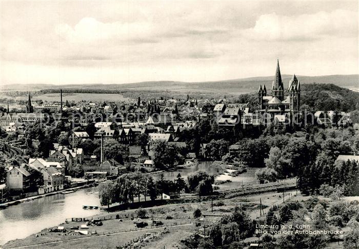 Limburg Lahn Panorama Blick von der Autobahnbruecke Dom