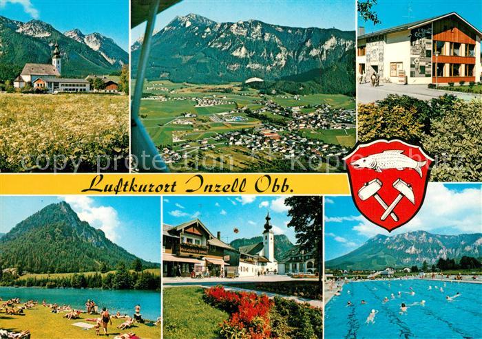 Inzell Kirche Haus des Gastes Dorfplatz Schwimmbad Rauschberg Zwiesel Fliegerauf