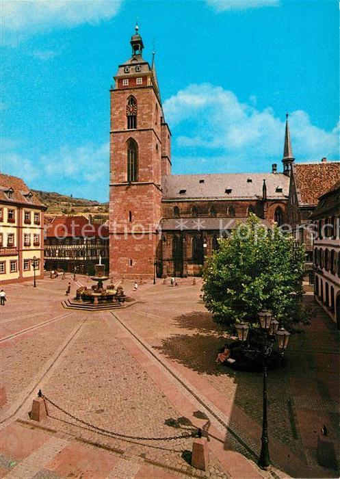 Neustadt Weinstrasse Stiftskirche und Rathausplatz Brunnen