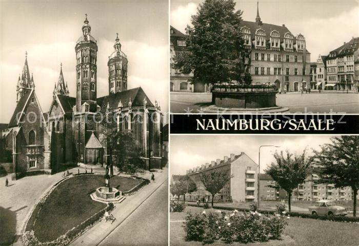 Naumburg Saale Dom Dreikoenigskapelle Wilhelm Pieck Platz Brunnen Wohnblocks Sie