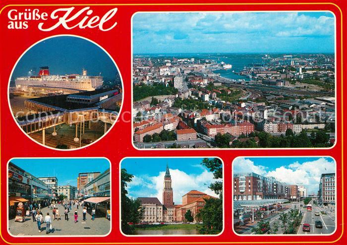 Kiel Stadtpanorama Hafen Faehre Fussgaengerzone Kirche Innenstadt