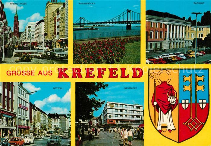 Krefeld Rheinstrasse Rheinbruecke Rathaus Ostwall Neumarkt Wappen