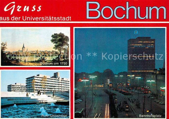 Bochum Stadtbild um 1750 Ruhr Universitaet Bahnhofsplatz Nachtaufnahme