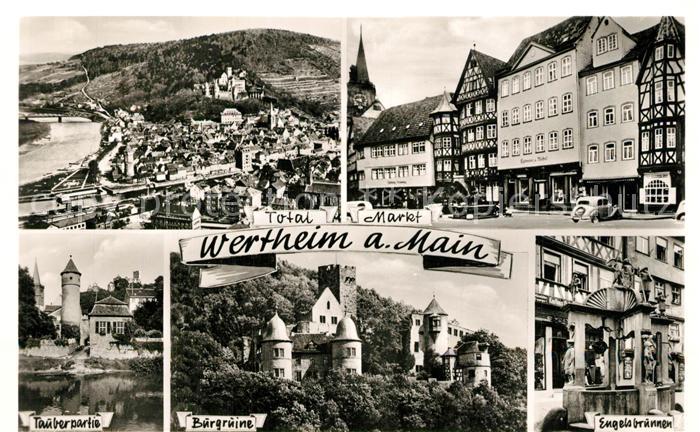 Wertheim Main Tauberpartie Markt Burgruine Engelsbrunnen Panorama