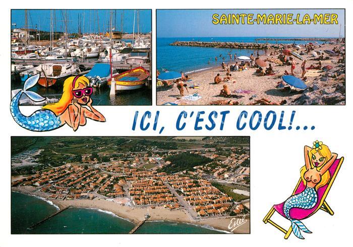 Sainte-Marie-la-Mer 66 Fliegeraufnahme Strand Bootshafen